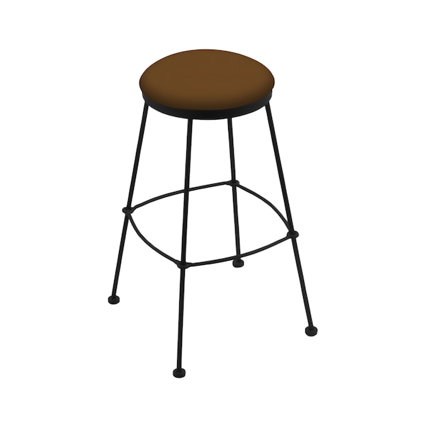 25" Stationary Counter Stool, Black Wrinkle, Canter Thatch Seat